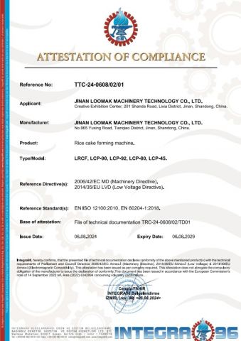 CE Certification certificate from Jinan Loomak Machinery Technology Co., Ltd.
