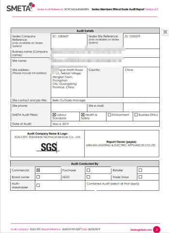 Sedex certificate from Shenzhen Wellsun Wood & Metal Products Co., LTD