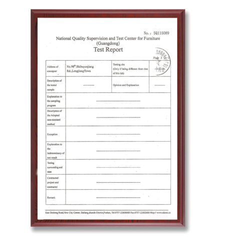 Drawer Slide Test Report 4 certificate from Guangdong Weihua Hengsen Industrial Ltd.