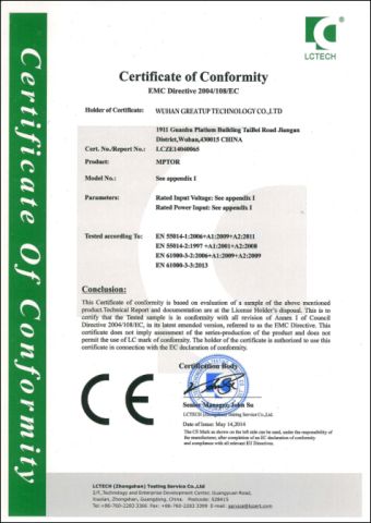 Certificate LCZS14040076-5420 certificate from RITSCHER INTERNATIONAL LIMITED