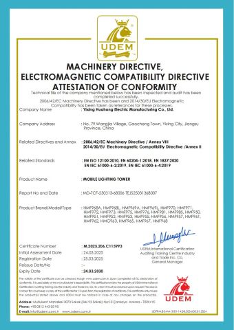 CE certificate from Yixing Huahong Electric Manufacturing Co., Ltd