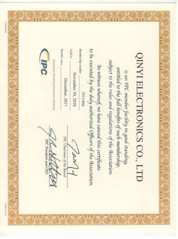 IPC Member certificate of Qinyi Electronics Co., Ltd. – certificate photo, supplier certificates section