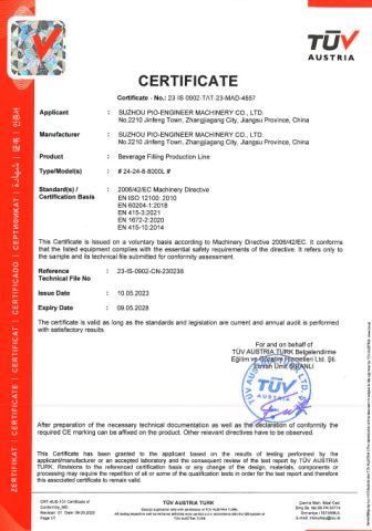 TUV Certificate -0902 certificate from Suzhou Pio-Engineer Machinery Co, . Ltd.