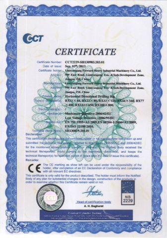CE 1 certificate of LIANYUNGANG FORWARD HEAVY INDUSTRIAL MACHINERY CO., LTD. – certificate photo, supplier certificates section