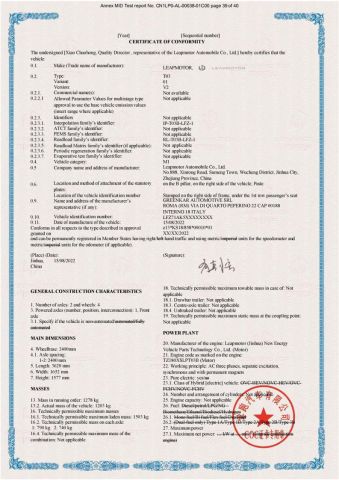 Certificate certificate from Fuzhou Shoobb Import and Export Co., Ltd.