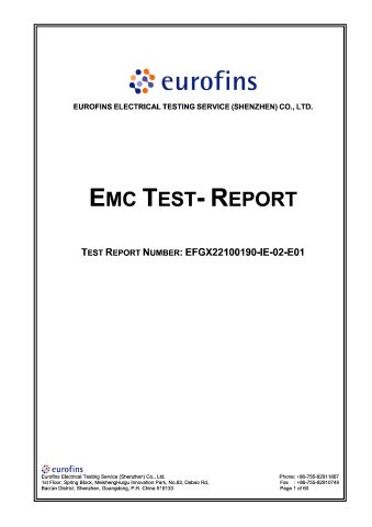 Product Inspection Report certificate from Guangdong Sunsir Electric Appliance Co., Ltd.