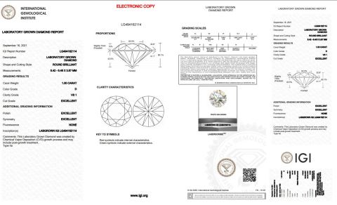 1.0ct certificate from HENAN GRACE JEWELRY CO., LTD.