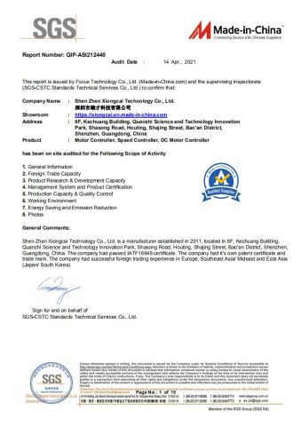 On Site Audited Certificate certificate from Shenzhen XC-ESC Technology Co., Ltd.