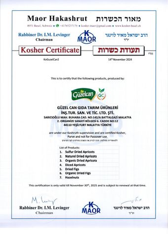 KOSHER CERTIFICATE  certificate from GUZEL CAN GIDA TARIM URUNLERI INS.TUR.SAN.TIC.VE.LTD.STI