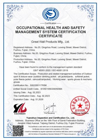 Certificates certificate from Great Wall Products Mfg., Ltd.