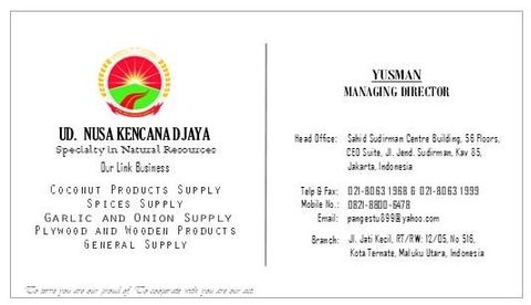 Name Card certificate of PT. Virema Impex – certificate photo, supplier certificates section