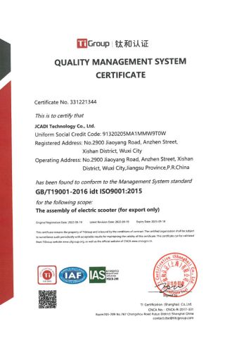 ISO certificate of Jcadi Technology Co. Ltd – certificate photo, supplier certificates section