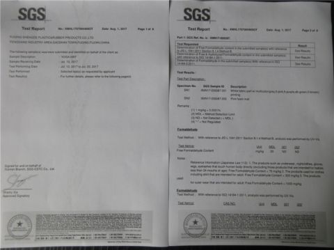 SGS Reports certificate from Fuqing Shengde Plastic & Rubber Products Co., Ltd.