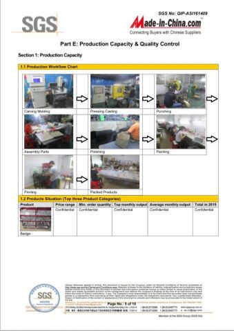 SGS certificate from Zhongshan JDL Metal Crafts Co., Ltd.