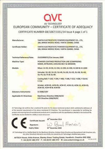 CE Certificate certificate from Dongsun Powder Processing Equipment Co., Ltd.