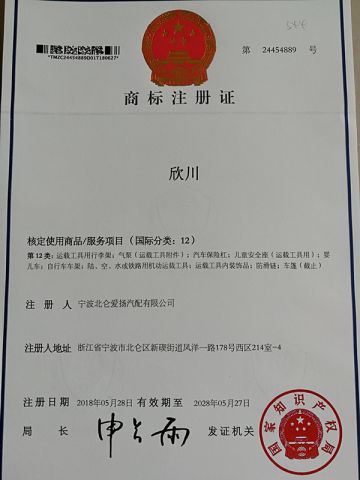 Trademark Registration Certificate certificate from Ningbo Beilun Loveyoung Auto Accessories Co., Ltd.