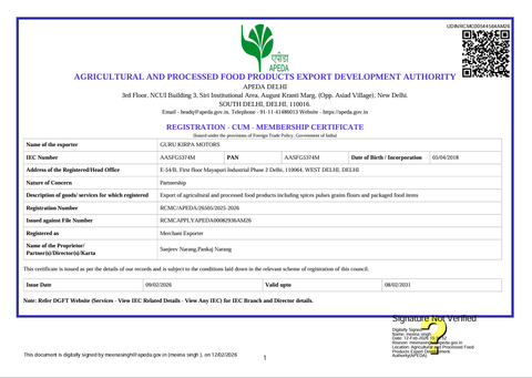 REGISTRATION - CUM - MEMBERSHIP CERTIFICATE certificate from GKM INDIA