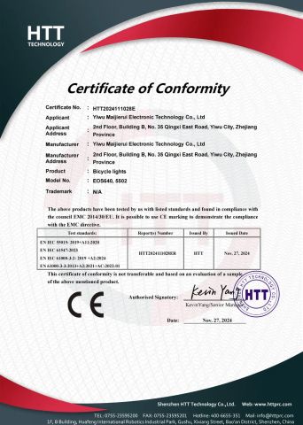 640CE certificate from Yiwu Maijierui Electronic Technology Co., Ltd.