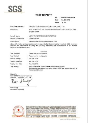 SGS certificate from Jiangsu Canlon Building Materials Co., Ltd.
