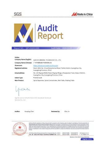 SGS certificate from ALICOCO MINERAL TECHNOLOGY CO., LTD.