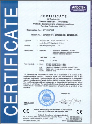 ce for gps lcd goods certificate from Shenzhen Reaper Electronics Co., Ltd.