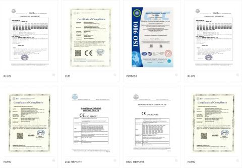 Certificate certificate from Zhongshan Xusheng Lighting Co., Ltd.