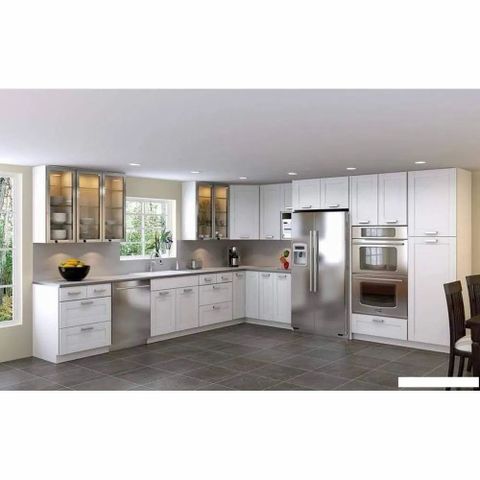 L Shape Classic PVC Modular Kitchen Finish Matte Material PVC Warranty ...