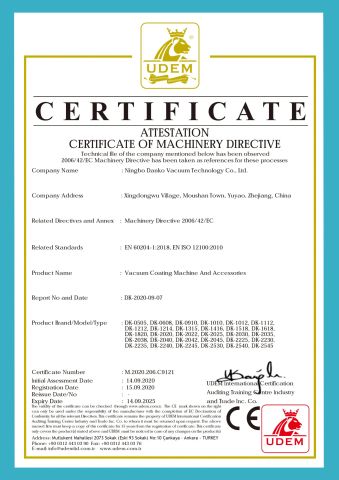 CE certificate from Ningbo Danko Vacuum Technology Co., Ltd.
