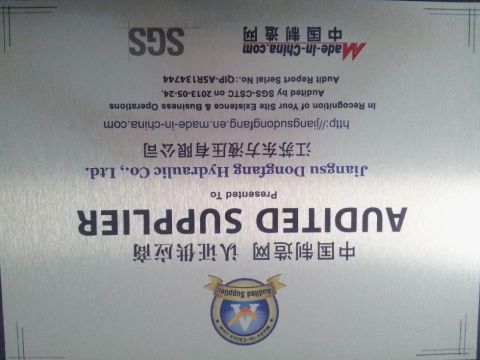 SGS AUDITED SUPPLIER FROM MADE-in-CHINA certificate from Jiangsu Dongfang Hydraulic Co., Ltd.