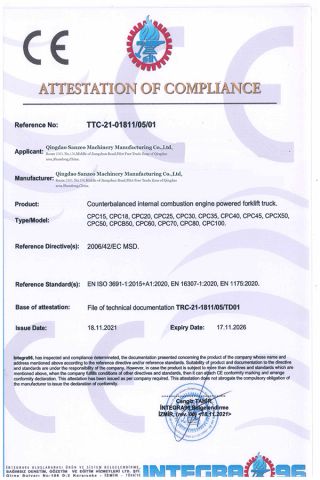 CE certificate of Qingdao Sanzeo Machinery Manufacturing Co., Ltd – certificate photo, supplier certificates section