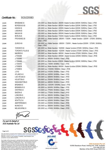 SAA Certificate (Outdoor Spa) certificate from GUANGZHOU JOYEE WELLNESS TECHNOLOGY CO., LTD.