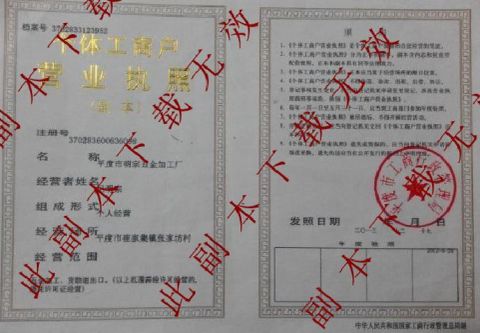 Factory business licence certificate of QINGDAO ZONGYU INDUSTRY AND TRADE CO., LTD. – certificate photo, supplier certificates section