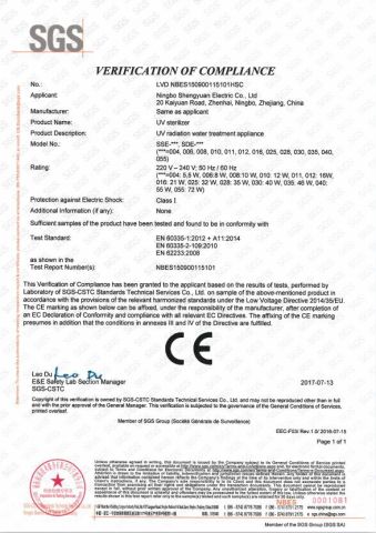 CE-LVD certificate from Ningbo Zuanbang Technology Co., Ltd.