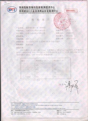 Inspection certificate certificate from Hefei Grand Nets Co., Ltd.