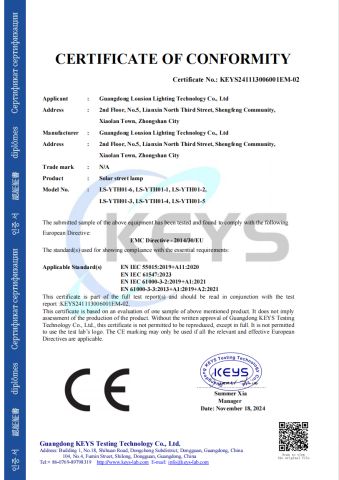 CE certificate from Guangdong Lucen Lighting Technology Co., Ltd.