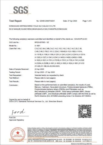 2020 ROHS Report certificate from Plenty Harvest Manufacturing Limited