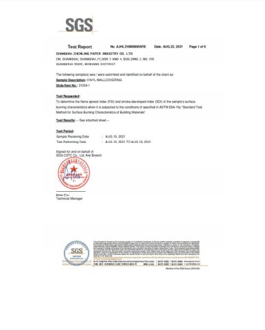 Vinyl certificate of Shanghai Zhenling Paper Industry Co., Ltd. – certificate photo, supplier certificates section