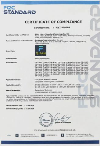 CE Certificates certificate from Qifan Future (Shenzhen) Technology Co., Ltd