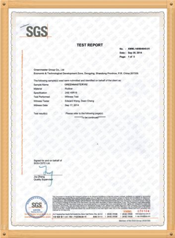 SGS certificate of Qingdao Greenmaster Industrial Co., Ltd. – certificate photo, supplier certificates section