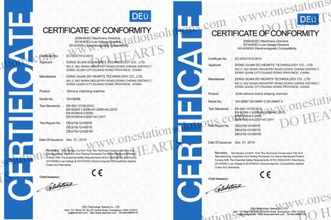CE CERTIFICATE certificate from DONG GUAN DO HEARTS TECHNOLOGY CO.,LTD.