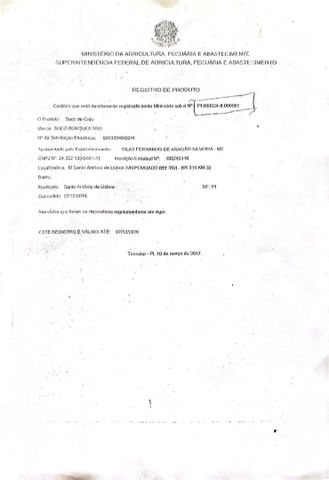 Agricultural input registration certificate from Agro Bridge