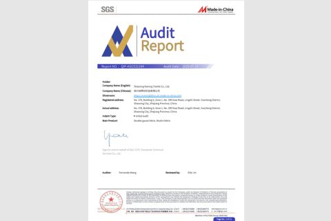 Certificates certificate from Shaoxing Narong Textile Co., Ltd.