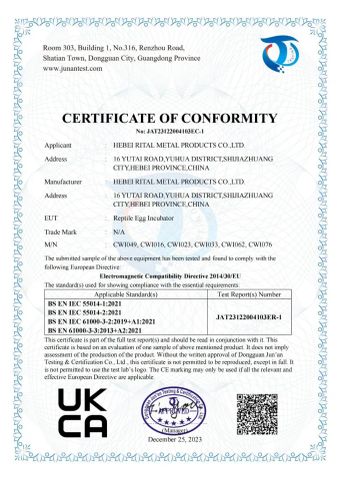 UKCA certificate from Hebei Rital Metal Products Co., Ltd.
