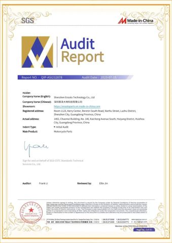SGS Audited Supplier certificate from Shenzhen Enzolo Technology Co., Ltd