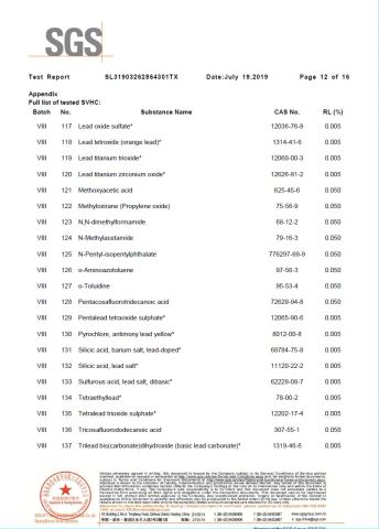 SGS Test Report 12 certificate from Eiffel Medical Supplies Co., Ltd.