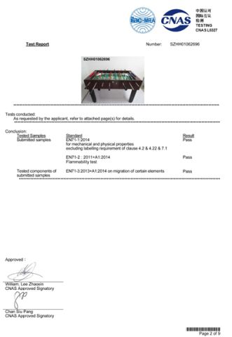 ITS Test Report certificate from Dongguan Le Liang Sports Co., Ltd.