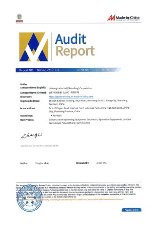 Our certificate certificate from Jinkung Industrial (Shandong) Corporation