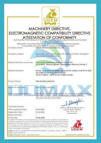 CE certificate from Henan Domax Machinery Co., Ltd.