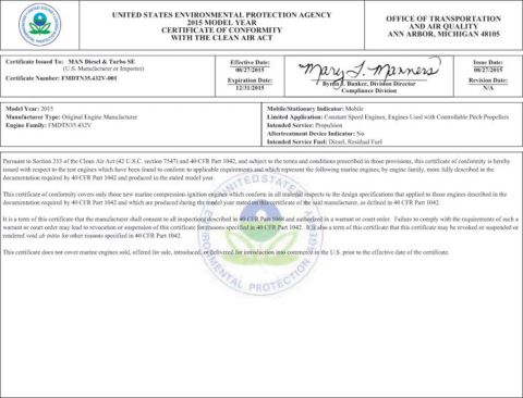 EPA certificate from Wuxi East Technology Co., Ltd.