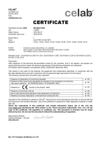 CE certificate from Zhejiang Passion Import and Export Co., Ltd.